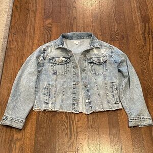 Xhilaration Distressed Cropped Denim Jacket
